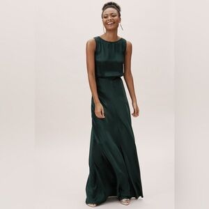 BHLDN Ghost London Alexia Gown – Midnight Blue Satin Backless Formal Dress XS